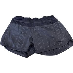 Lululemon Athletica Running Shorts Size 4 Black Lined Zip Pockets Workout Gym